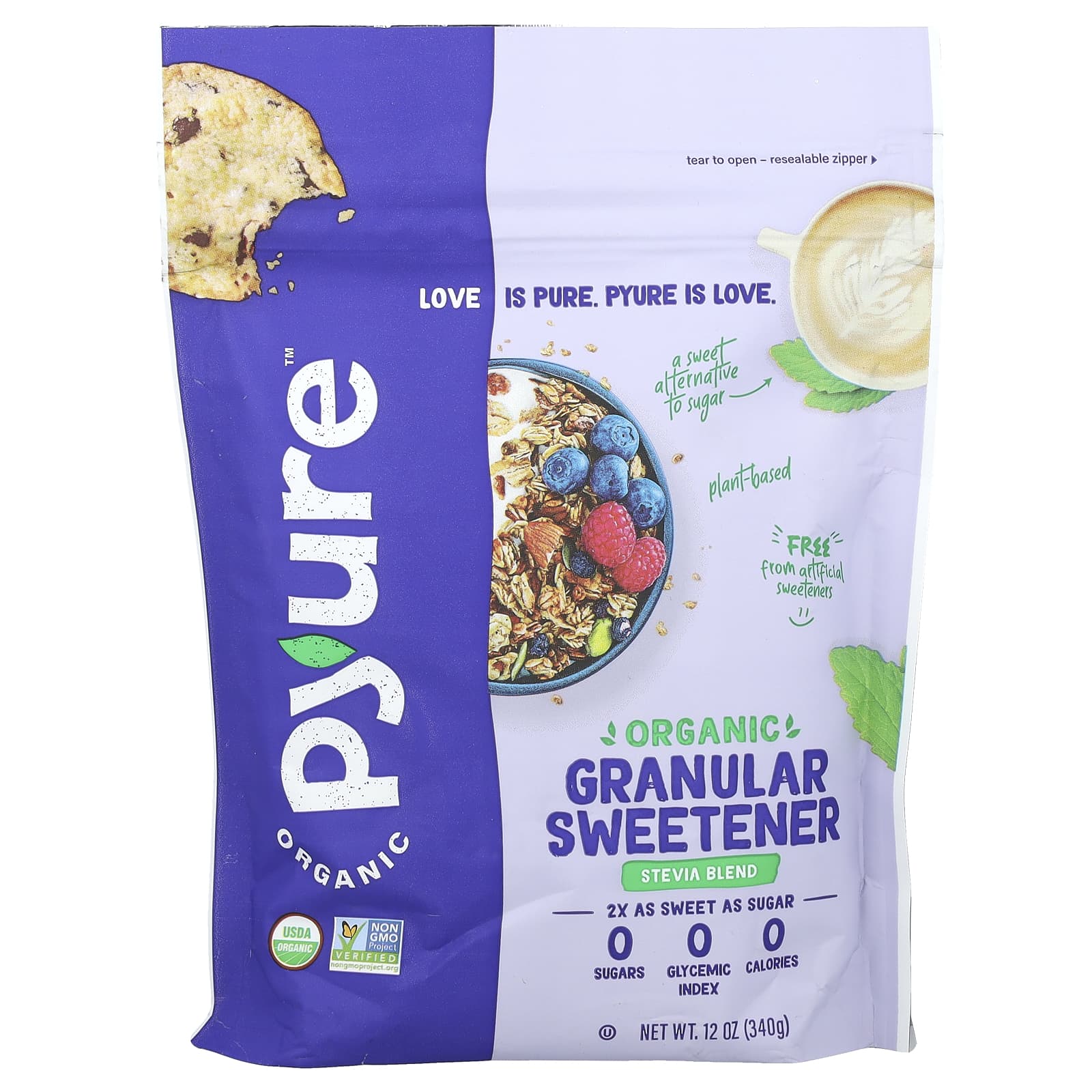 Pyure, Organic Granular Sweetener, Stevia Blend, 12 oz (340 g) - Image 1