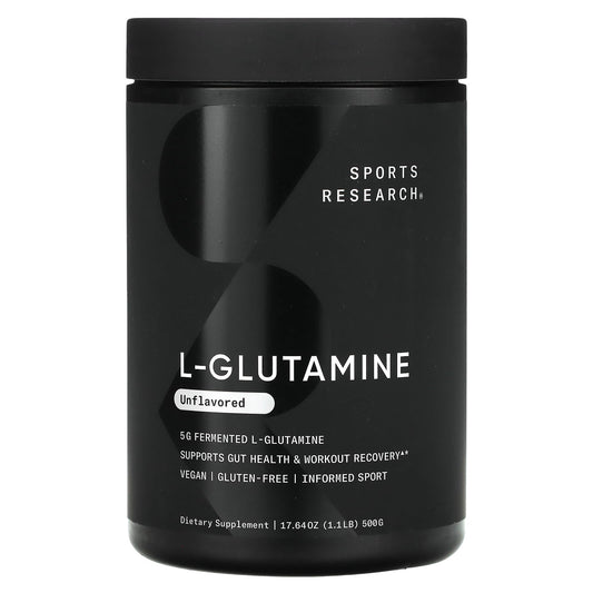 Sports Research, L-Glutamine, Unflavored, 1.1 lbs (500 g) - Image 1