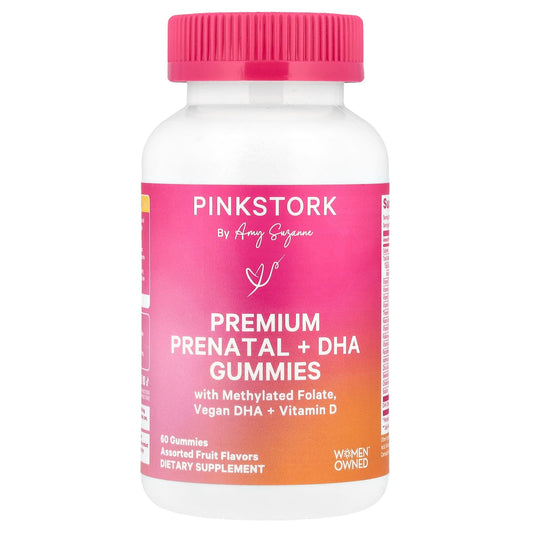 Pink Stork, Premium Prenatal + DHA Gummies, Assorted Fruit, 60 Gummies - Image 1