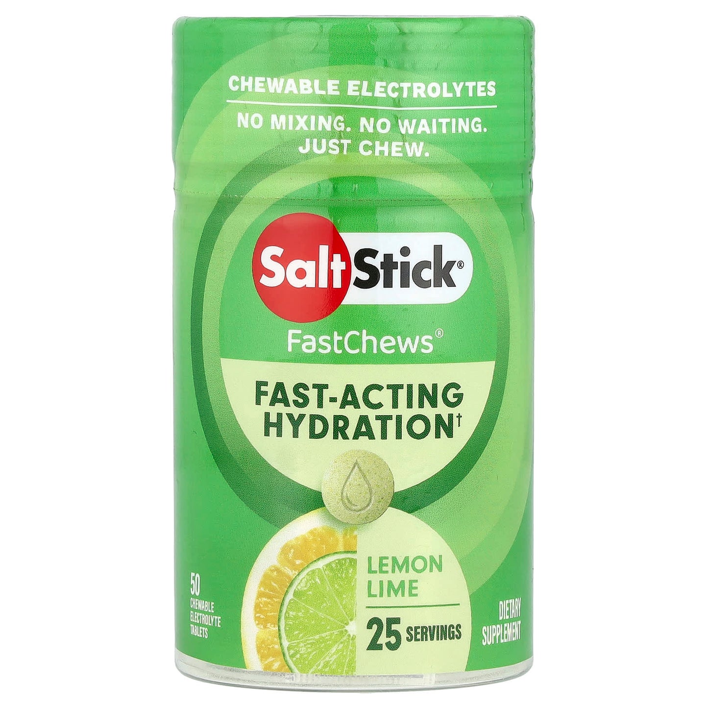 SaltStick, FastChews®, Chewable Electrolytes, Lemon Lime, 50 Chewable Tablets - Image 1