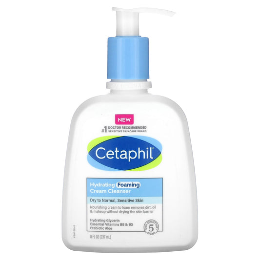 Cetaphil Hydrating Foaming Cream Cleanser for Sensitive Skin, 8 fl oz - Image 1