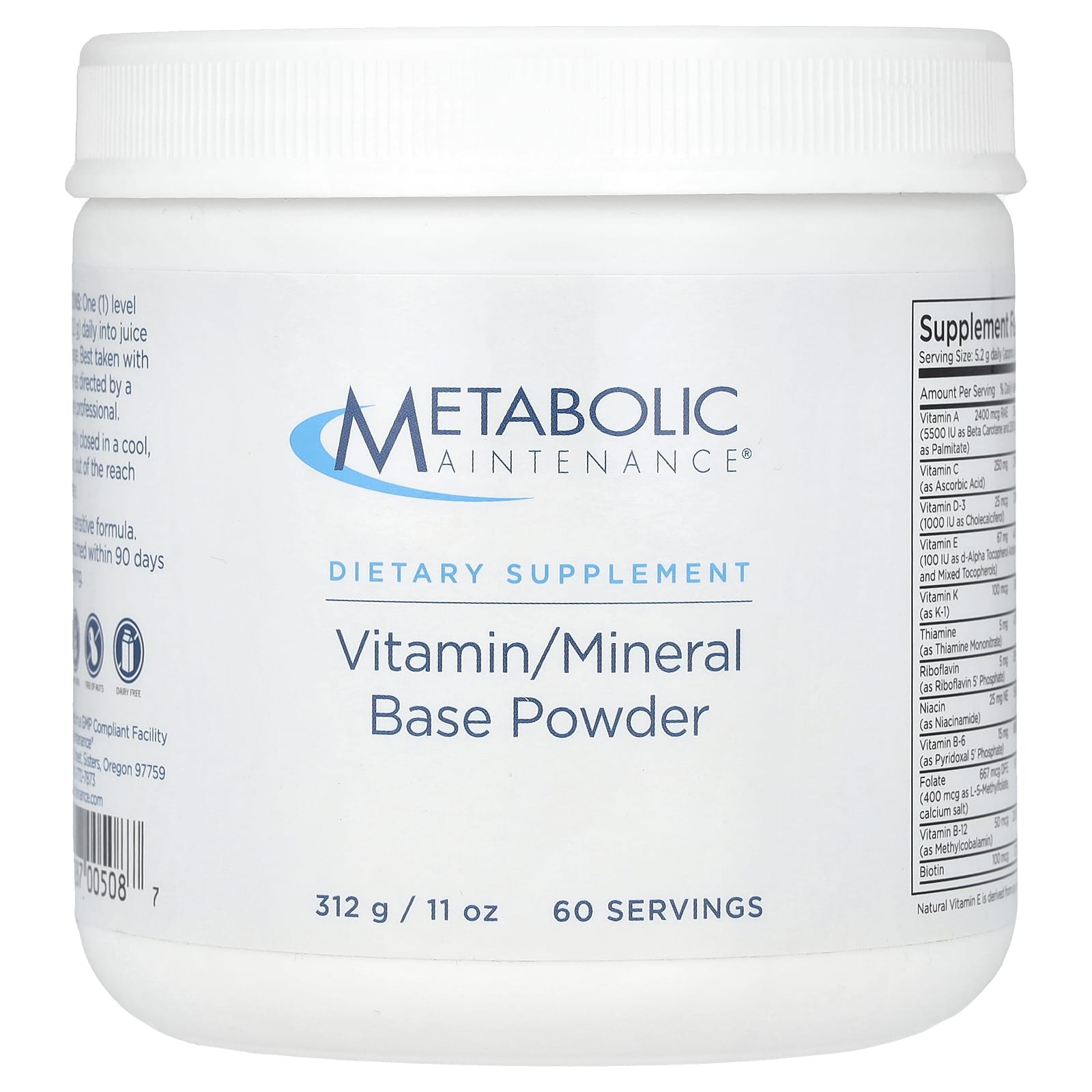 Metabolic Maintenance, Vitamin/Mineral Base Powder, 11 oz (312 g) - Image 1