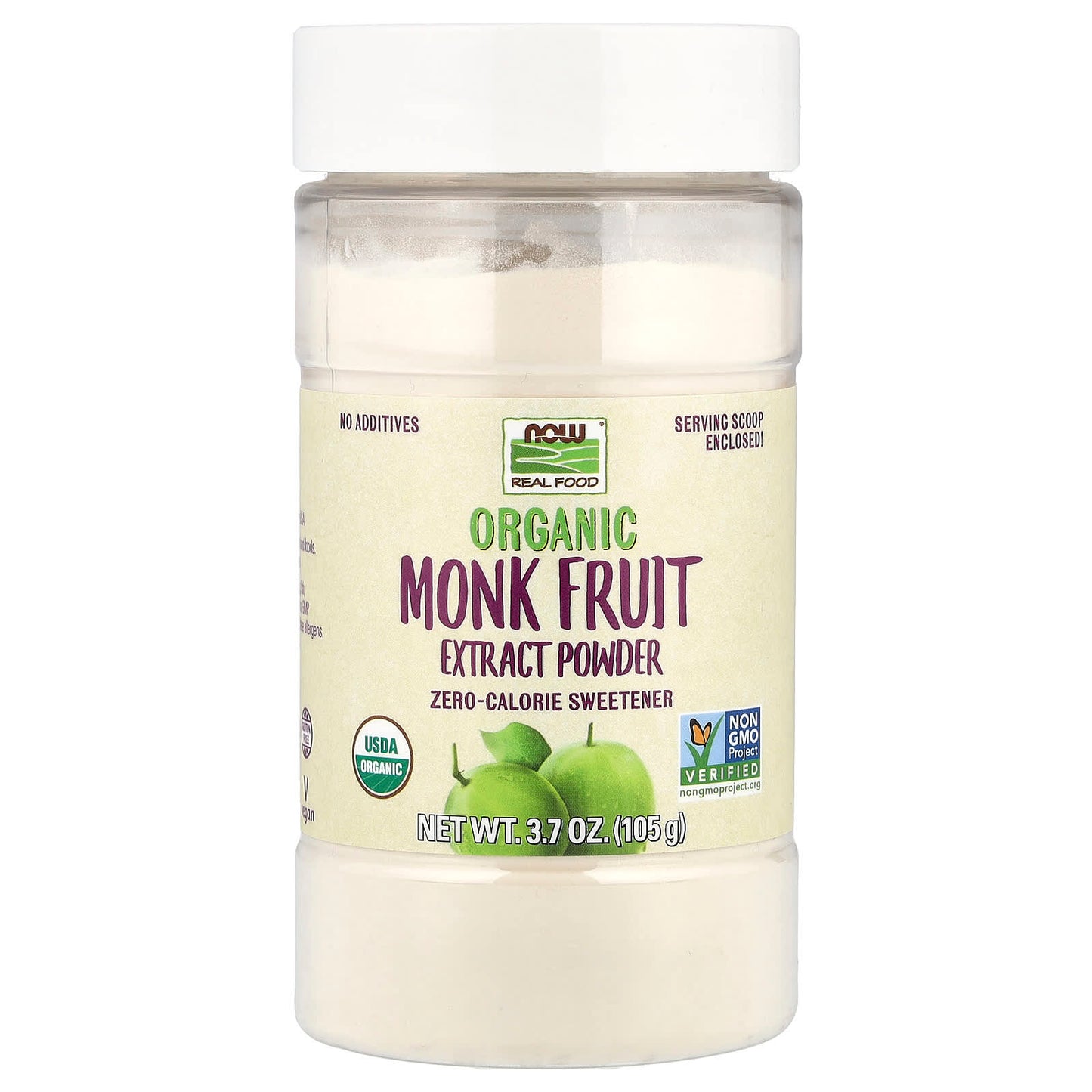 NOW Foods, Organic Monk Fruit Extract Powder, Zero-Calorie Sweetener, 3.7 oz (105 g) - Image 1