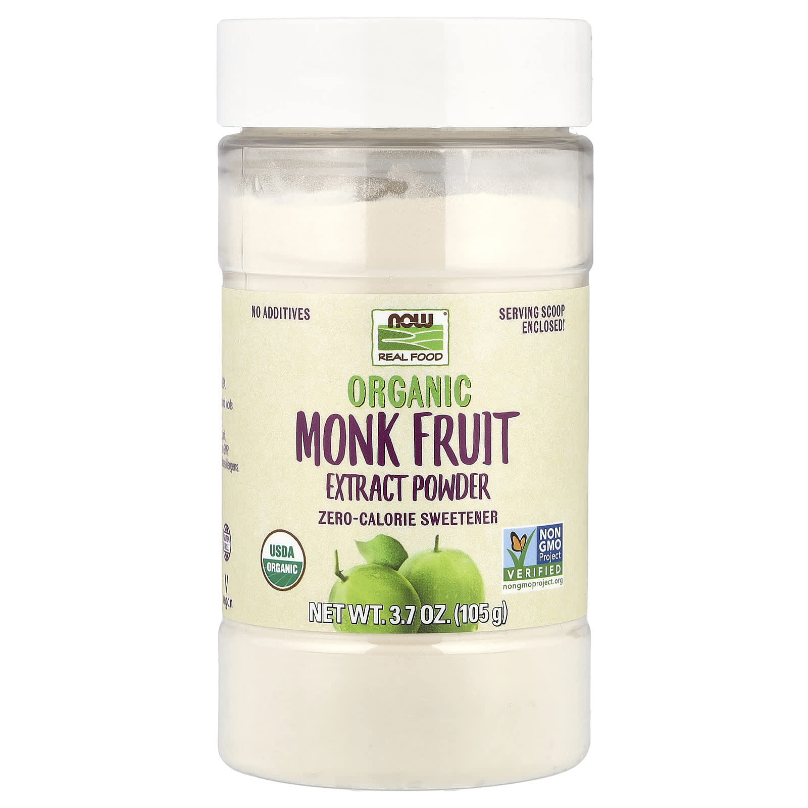NOW Foods, Organic Monk Fruit Extract Powder, Zero-Calorie Sweetener, 3.7 oz (105 g) - Image 1