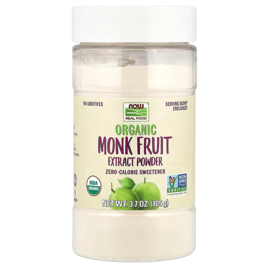 NOW Foods, Organic Monk Fruit Extract Powder, Zero-Calorie Sweetener, 3.7 oz (105 g) - Image 1