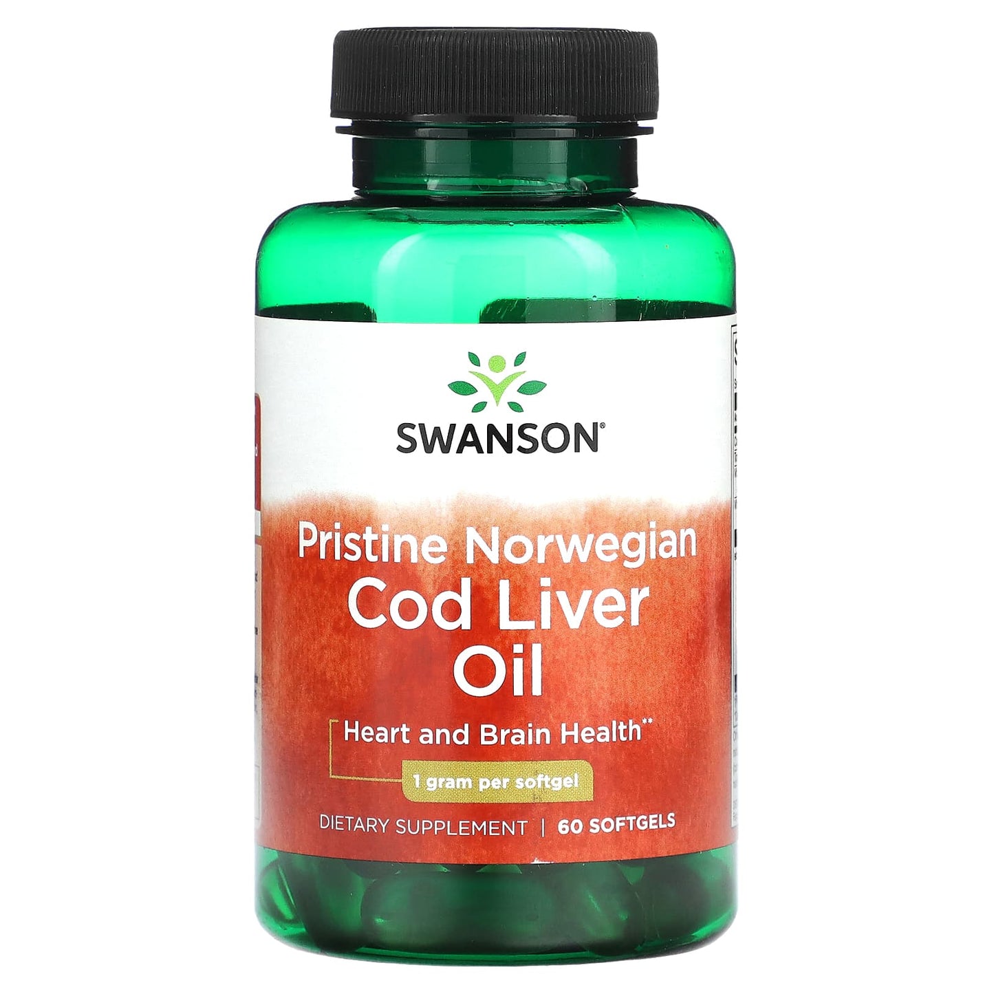 Swanson, Pristine Norwegian Cod Liver Oil, 1 g , 60 Softgels - Image 1