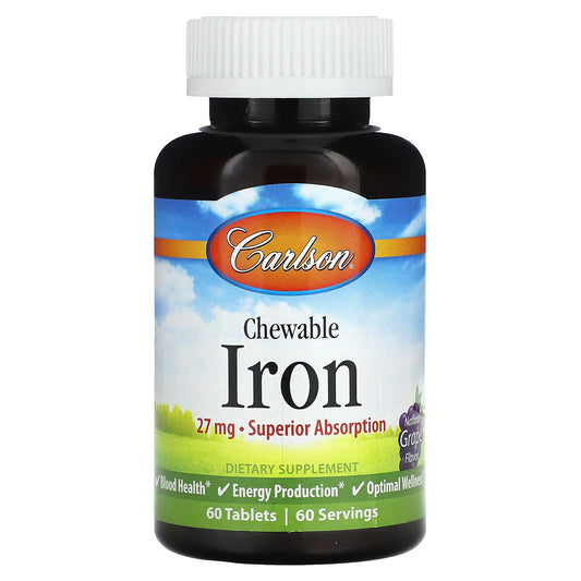 Carlson Chewable Iron Natural Grape 27mg 60 Tablets for Optimal Wellness - Image 1
