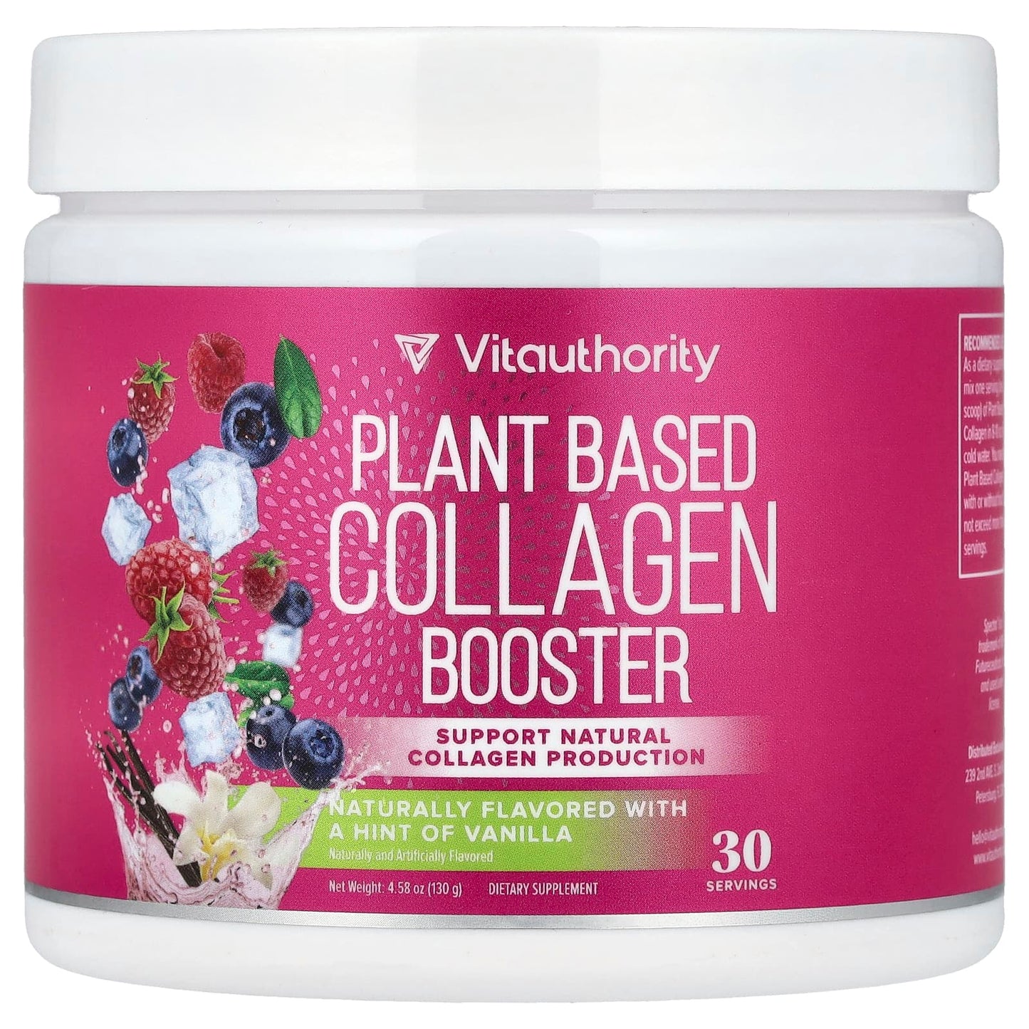 Vitauthority, Plant Based Collagen Booster, A Hint of Vanilla, 4.58 oz (130 g) - Image 1