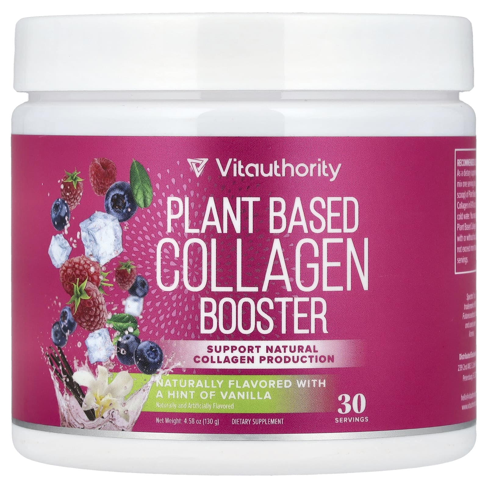 Vitauthority, Plant Based Collagen Booster, A Hint of Vanilla, 4.58 oz (130 g) - Image 1