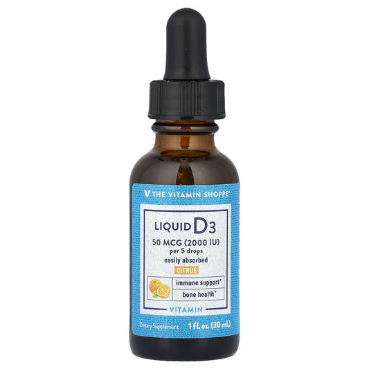 The Vitamin Shoppe, Liquid Vitamin D3, Citrus, 50 mcg (2,000 IU), 1 fl oz (30 ml) - Image 1