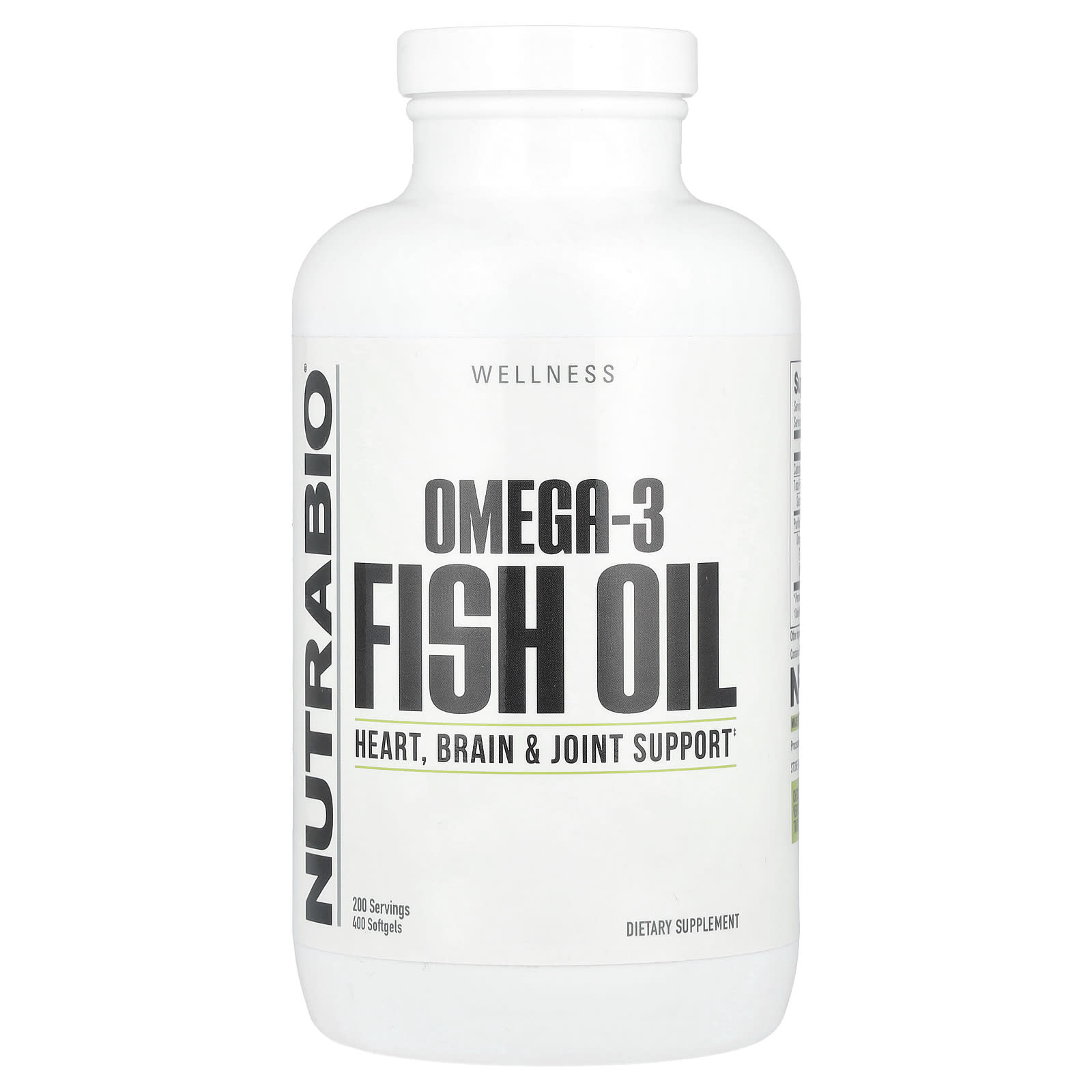 NutraBio, Omega-3 Fish Oil, 400 Softgels (1,000 mg per Softgel) - Image 1