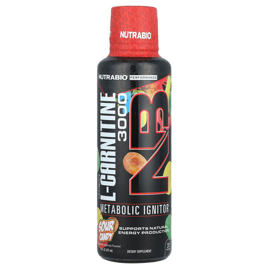 NutraBio, Lean Shots L-Carnitine 3000, Sour Candy, 16 fl oz (473 ml) - Image 1