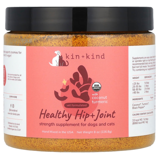 Kin+Kind, Healthy Hip + Joint, Strength Supplement For Dogs and Cats, with Coconut Turmeric , 8 oz (226. 8 g) - Image 1