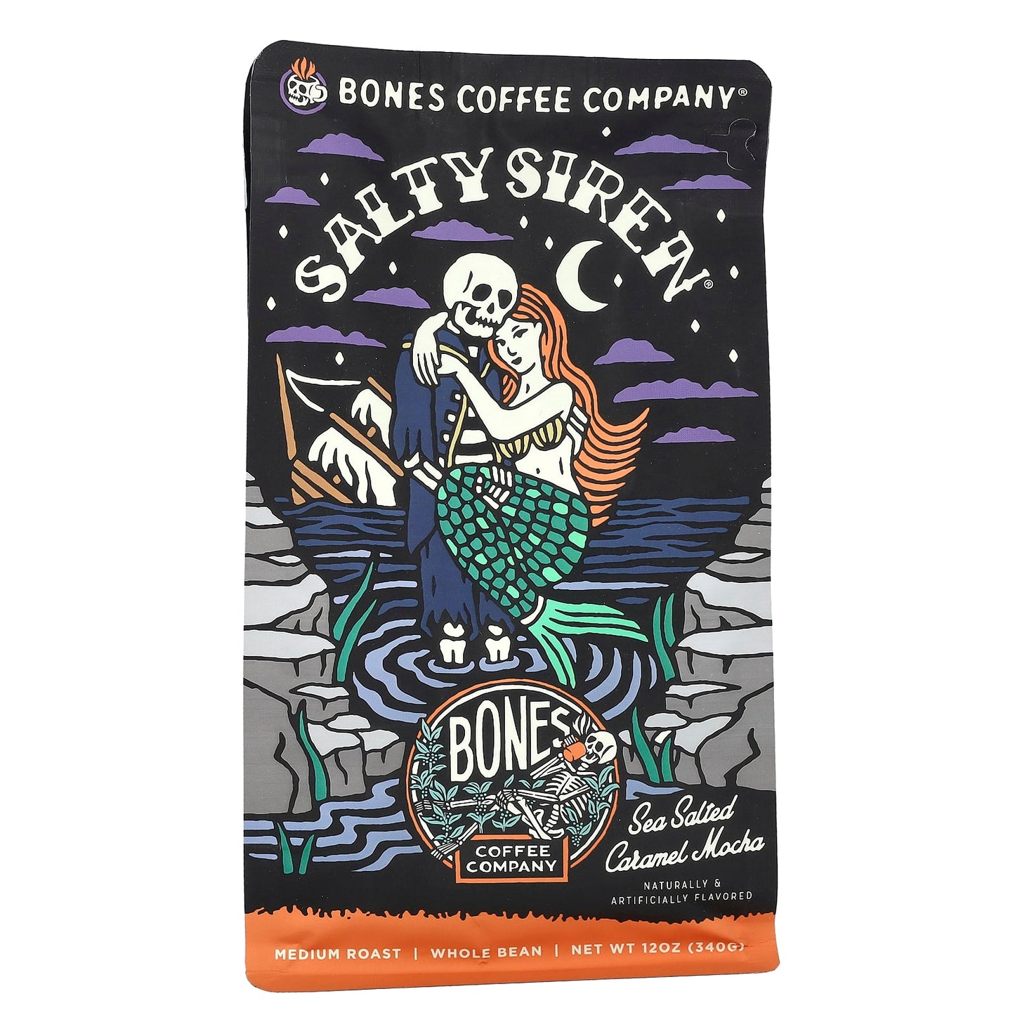 Salty Siren Sea Salted Caramel Mocha Whole Bean Coffee by Bones Coffee - Image 1