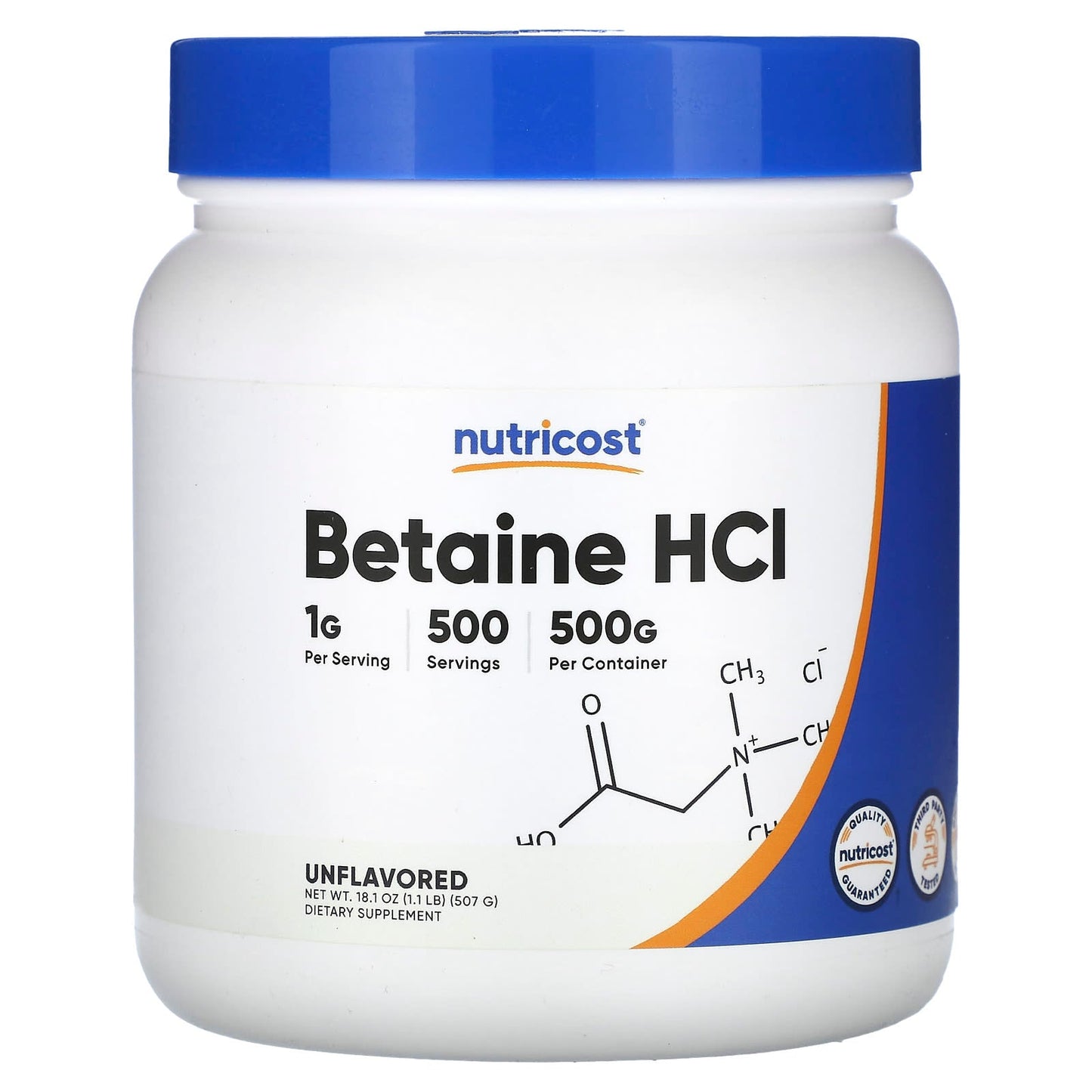 Nutricost, Betaine HCI, Unflavored, 18.1 oz (507 g) - Image 1