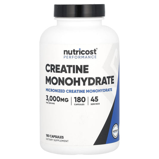 Nutricost, Performance, Creatine Monohydrate, 180 Capsules (750 mg per Capsule) - Image 1