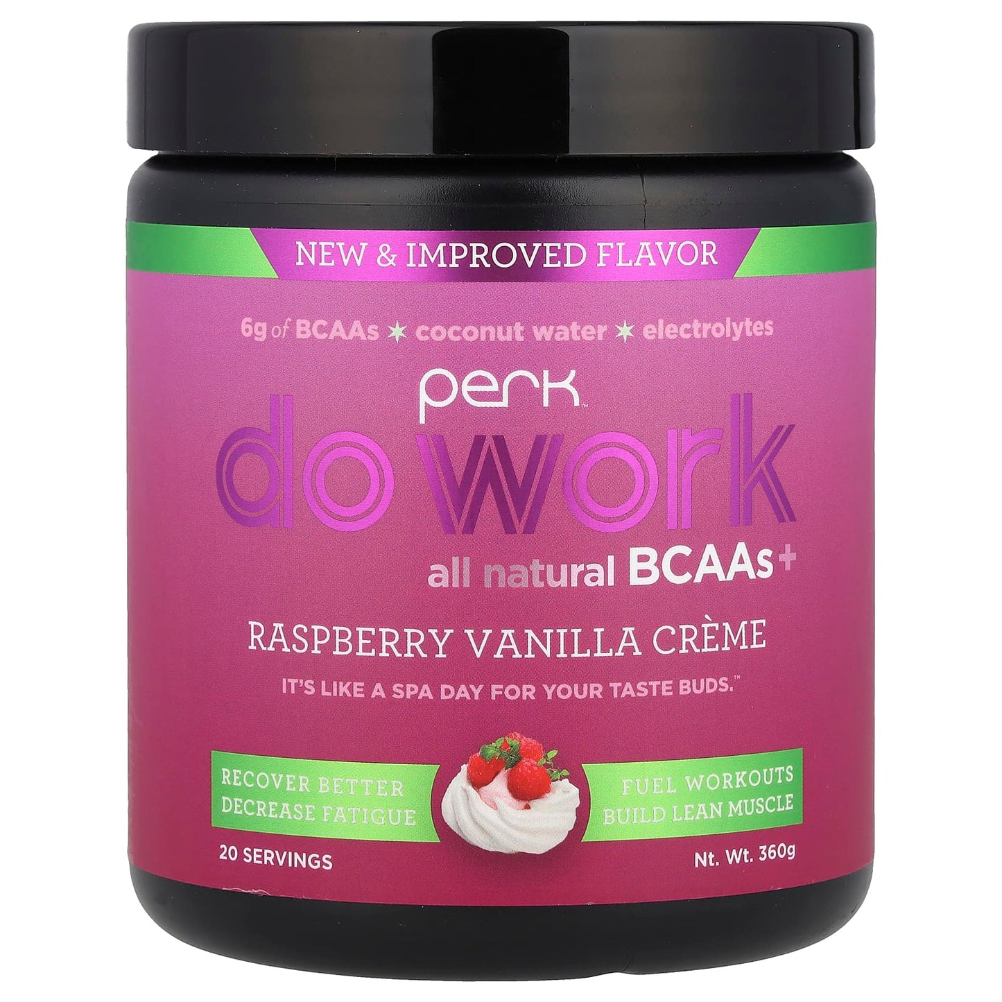Perk Energy, Do Work, All Natural BCAAs+, Raspberry Vanilla Creme, 360 g - Image 1