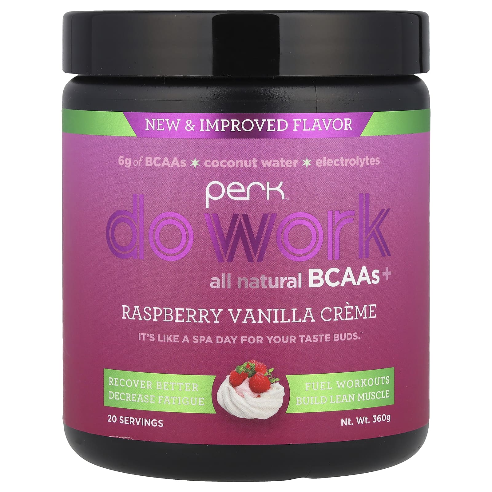 Perk Energy, Do Work, All Natural BCAAs+, Raspberry Vanilla Creme, 360 g - Image 1