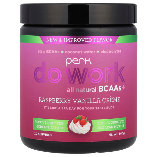 Perk Energy, Do Work, All Natural BCAAs+, Raspberry Vanilla Creme, 360 g - Image 1
