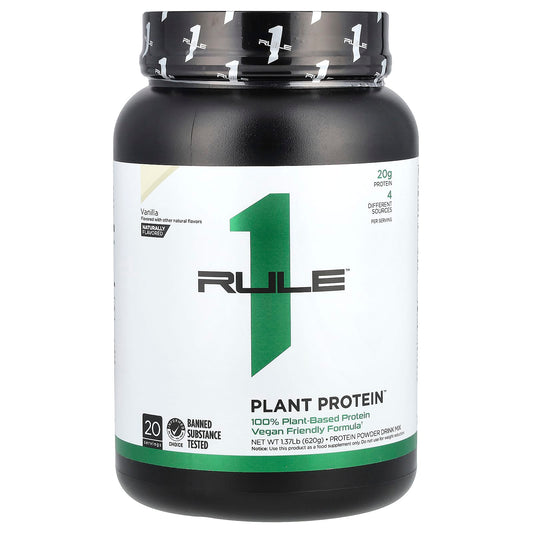 Rule One Proteins, Plant Protein Powder Drink Mix, Vanilla, 1.37 lb (620 g) - Image 1