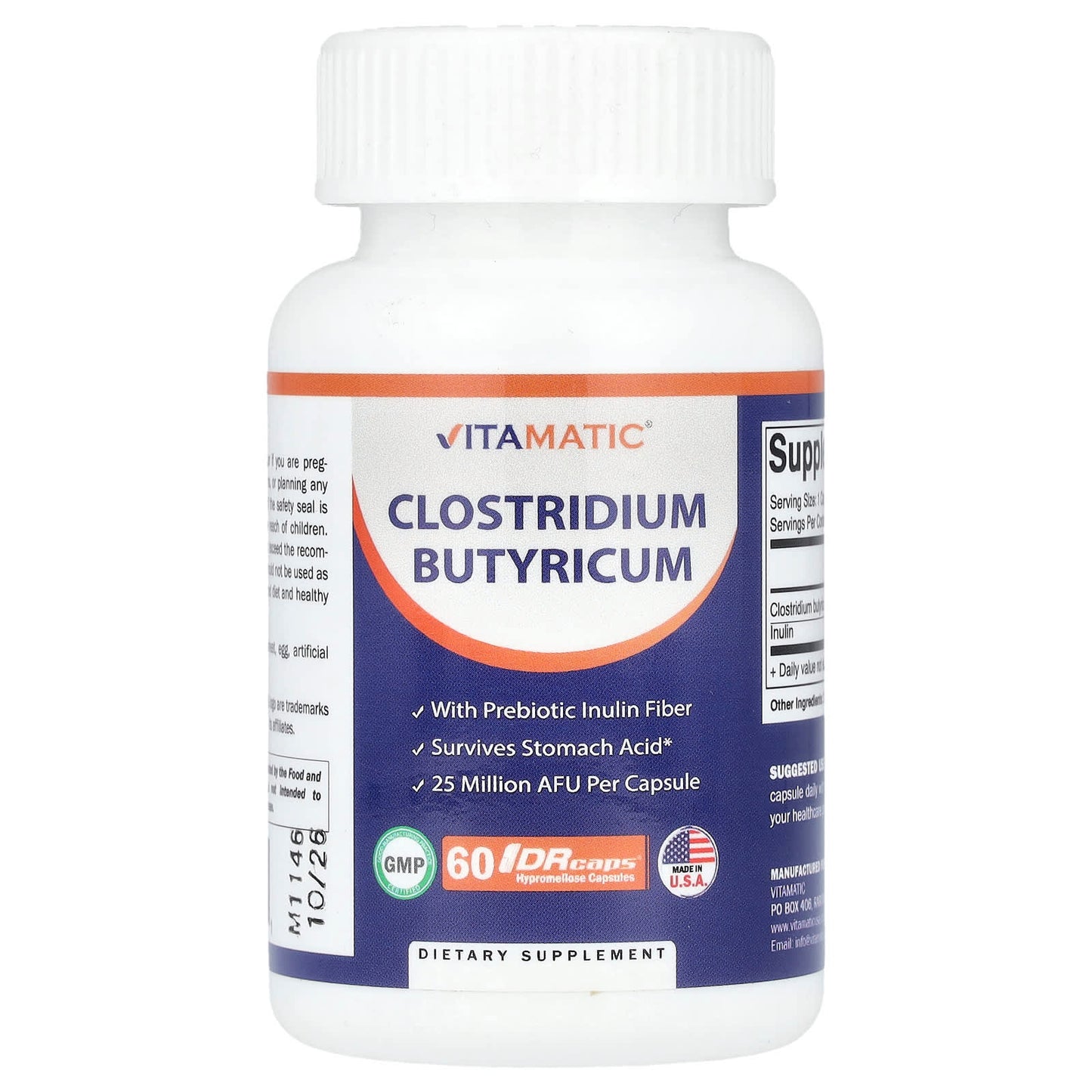 Vitamatic, Clostridium Butyricum, 25 Million AFU, 60 DRcaps - Image 1
