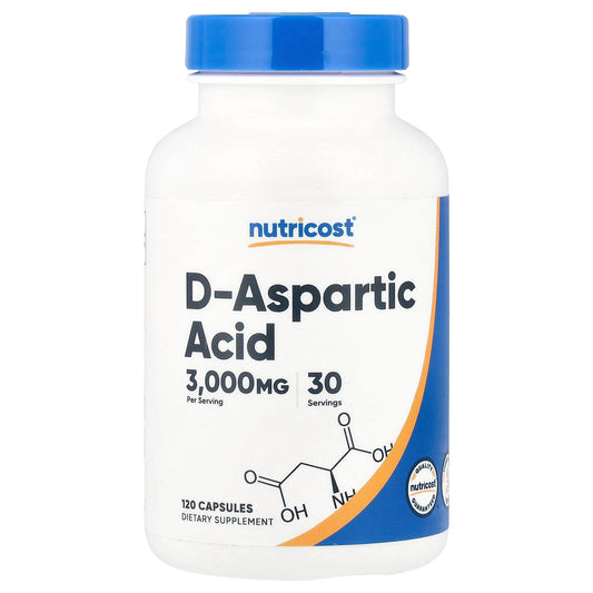 Nutricost, D-Aspartic Acid, 120 Capsules (750 mg per Capsule) - Image 1