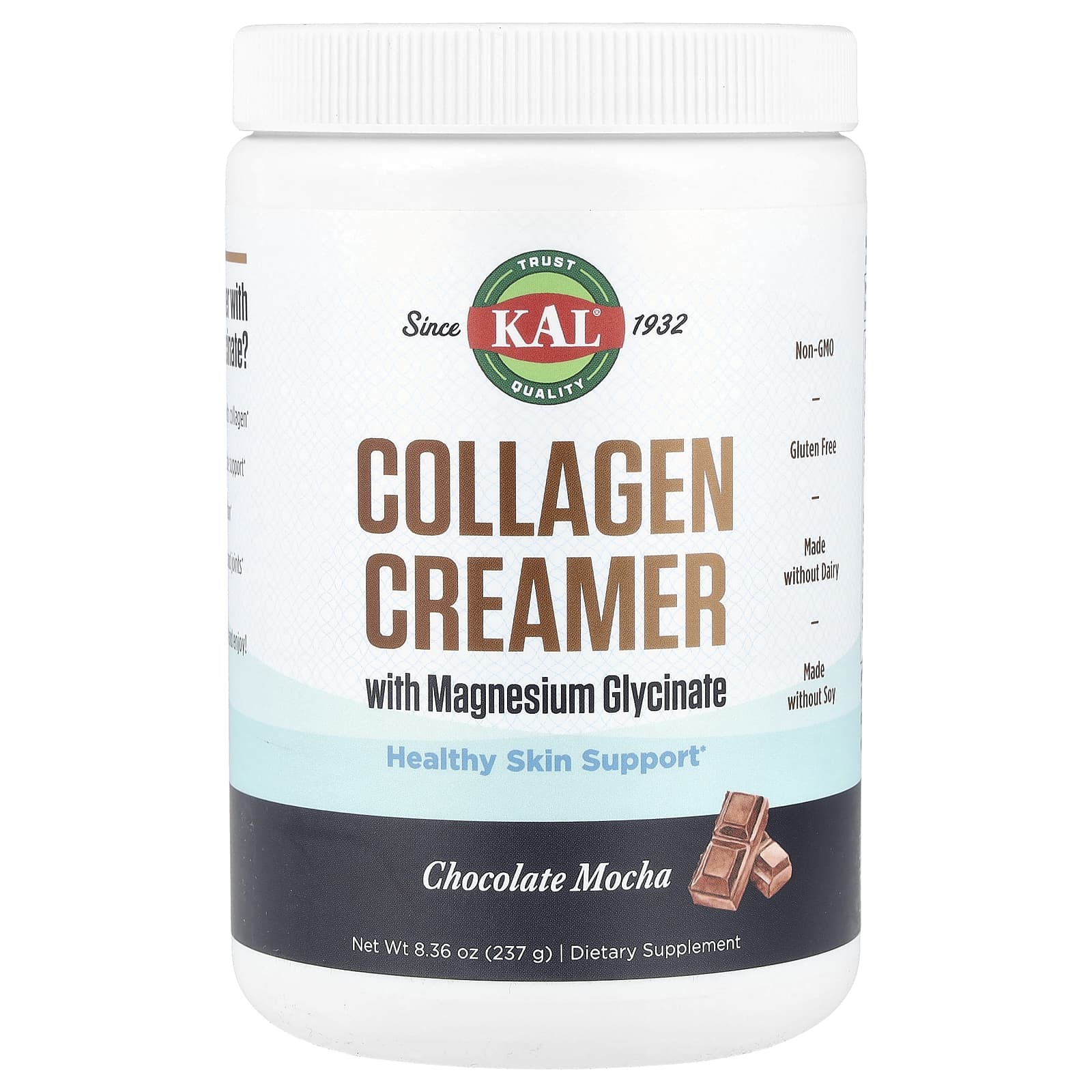 KAL, Collagen Creamer with Magnesium Glycinate, Chocolate Mocha , 8.36 oz (237 g) - Image 1