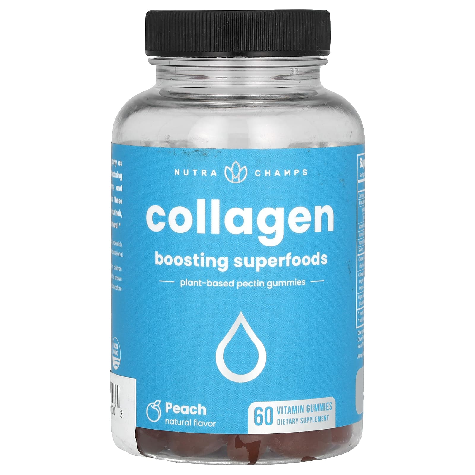 NutraChamps, Collagen Gummies, Boosting Superfoods, Peach, 60 Vitamin Gummies - Image 1