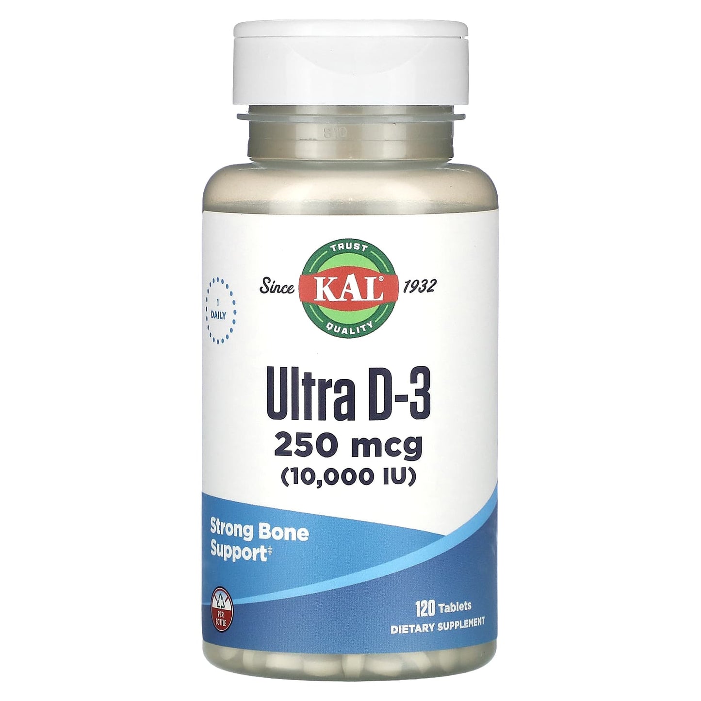 KAL, Ultra D-3, 250 mcg (10,000 IU), 120 Tablets - Image 1