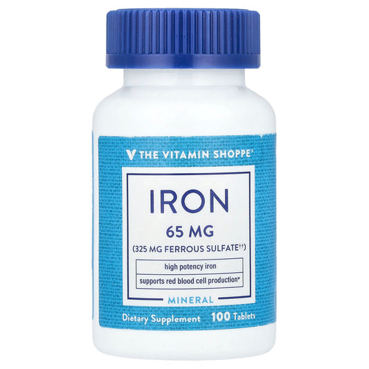 The Vitamin Shoppe, Iron, 65 mg, 100 Tablets - Image 1