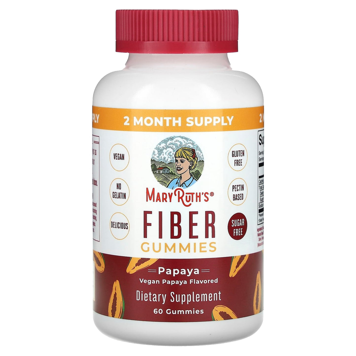 MaryRuth's, Fiber Gummies, Papaya, 60 Gummies - Image 1
