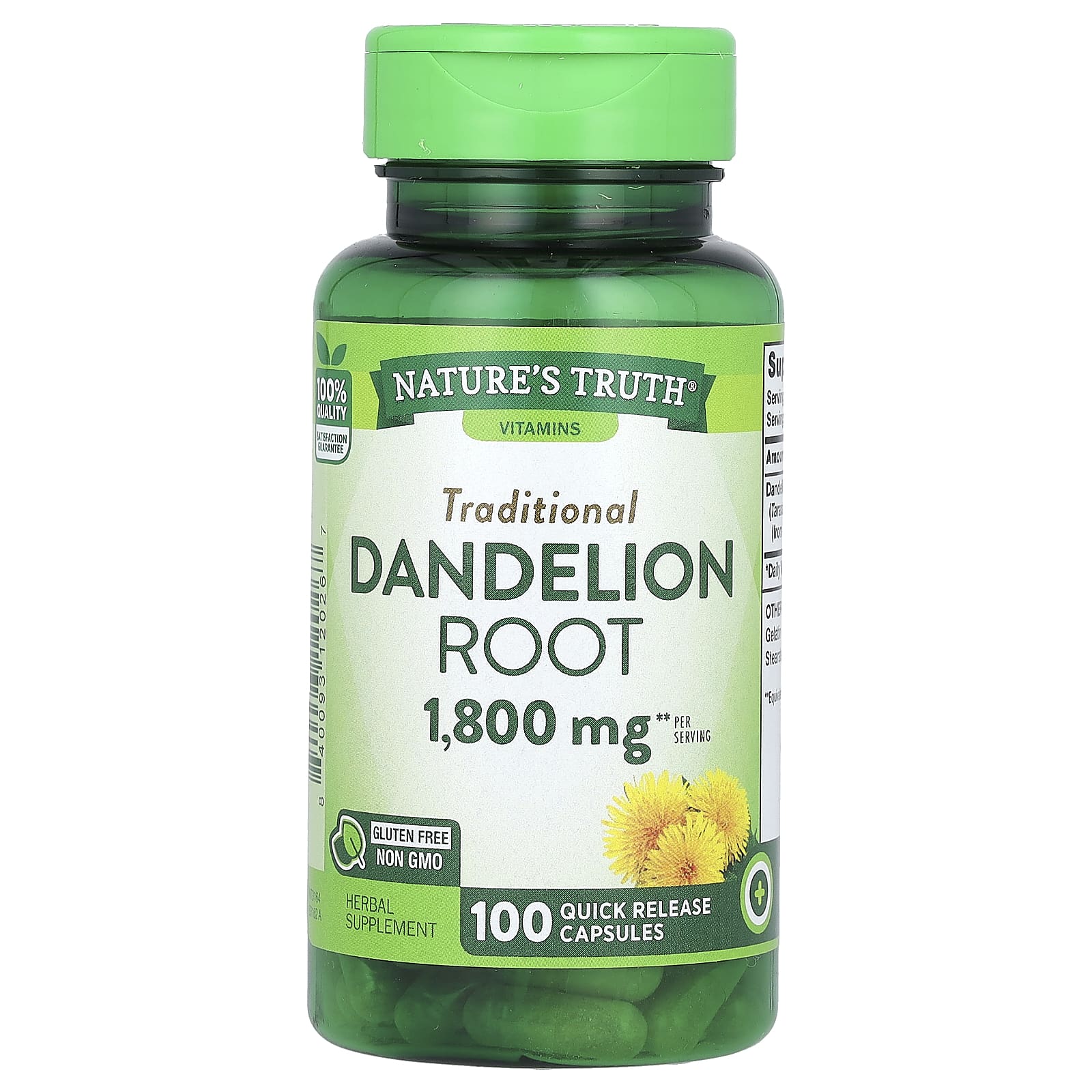 Nature's Truth, Vitamins, Dandelion Root, 100 Quick Release Capsules (900 mg per Capsule) - Image 1