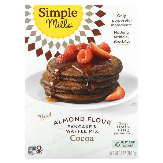 Simple Mills, Almond Flour Pancake & Waffle Mix, Cocoa, 10 oz (283.5 g) - Image 1
