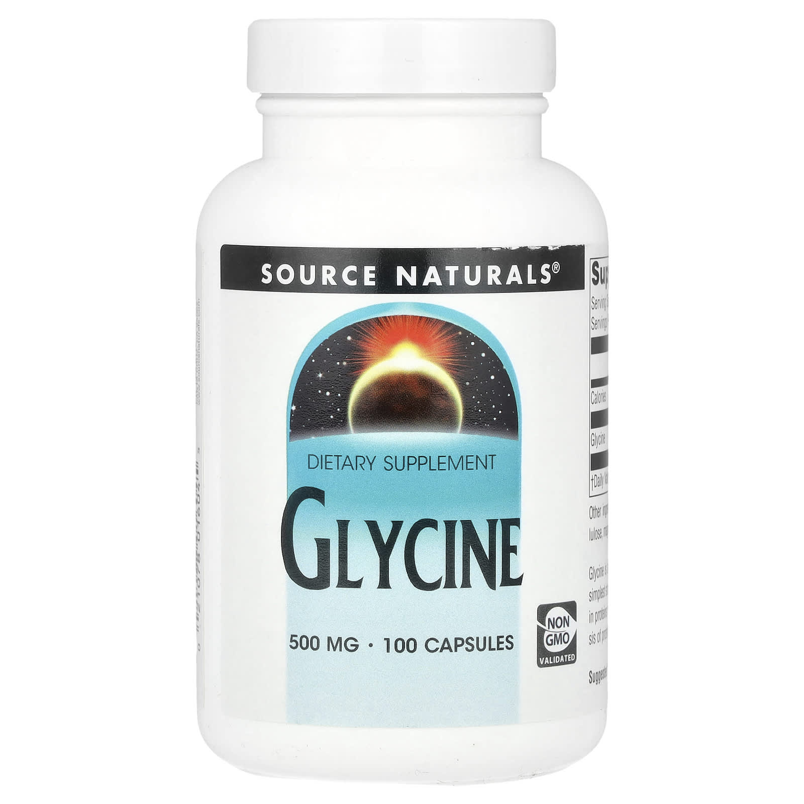 Source Naturals, Glycine, 500 mg , 100 Capsules - Image 1
