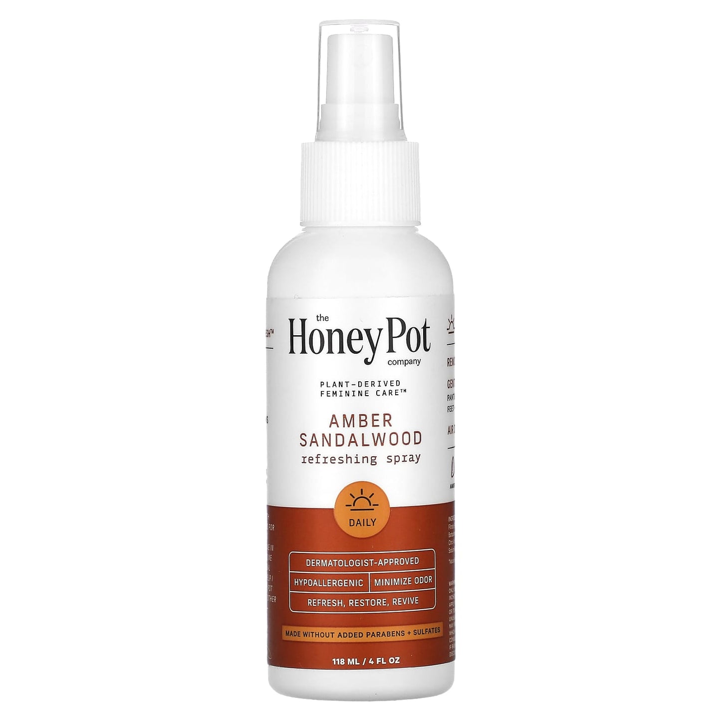 The Honey Pot Company, Amber Sandalwood Refreshing Spray, 4 fl oz (118 ml) - Image 1