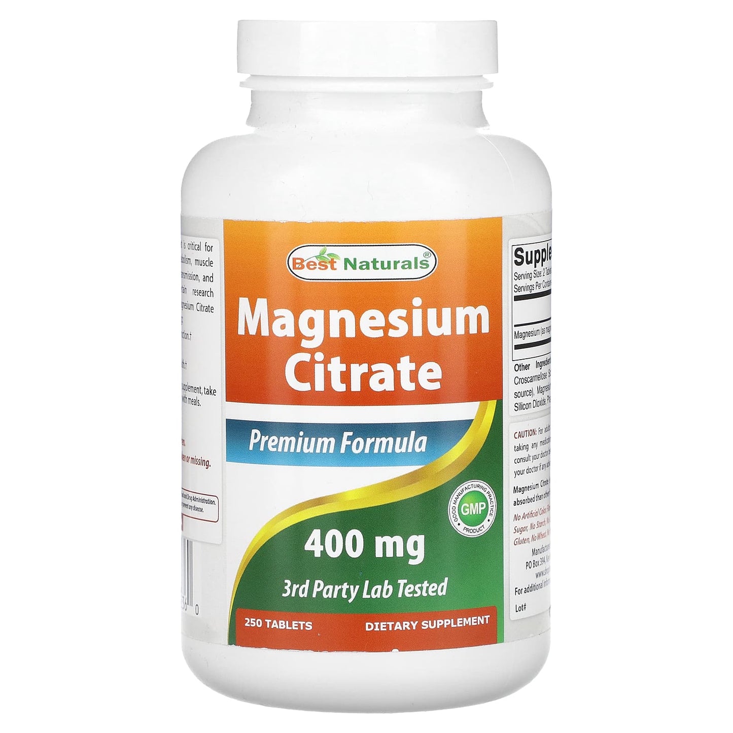 Best Naturals Magnesium Citrate Supplement, 200mg, 250 Tablets for Energy & Bone Health - Image 1