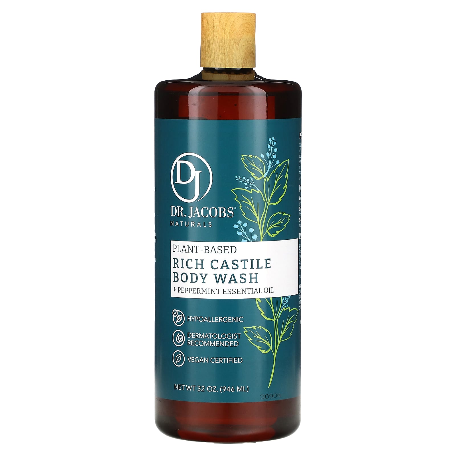 Certified Vegan Peppermint Castile Body Wash, 32 oz - Dr. Jacobs Naturals - Image 1