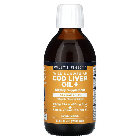 Wiley's Finest, Wild Norwegian Cod Liver Oil +, Orange Bliss, 8.45 fl oz (250 ml) - Image 1