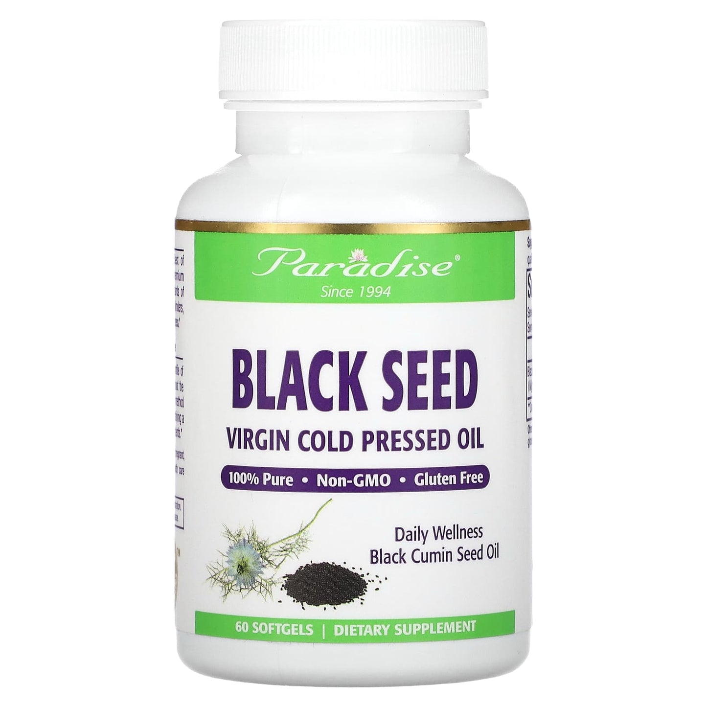 Paradise Herbs, Black Seed, 500 mg, 60 Softgels - Image 1