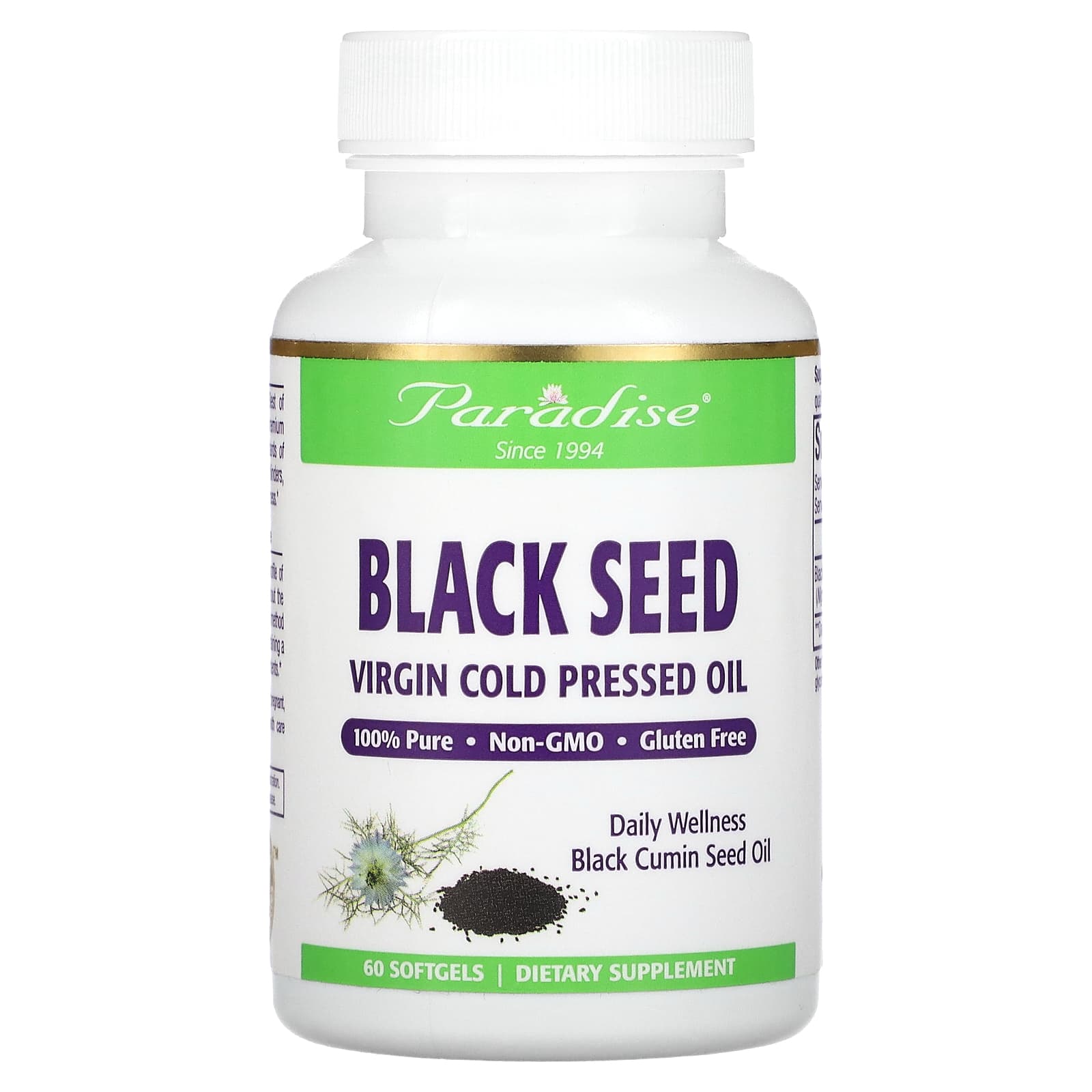 Paradise Herbs, Black Seed, 500 mg, 60 Softgels - Image 1