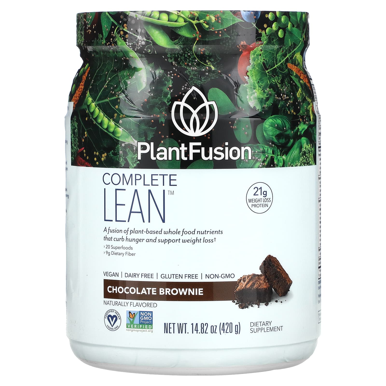 PlantFusion, Complete Lean, Chocolate Brownie, 14.82 oz (420 g) - Image 1