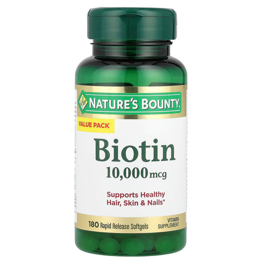 Nature's Bounty, Biotin, 10,000 mcg, 180 Rapid Release Softgels - Image 1