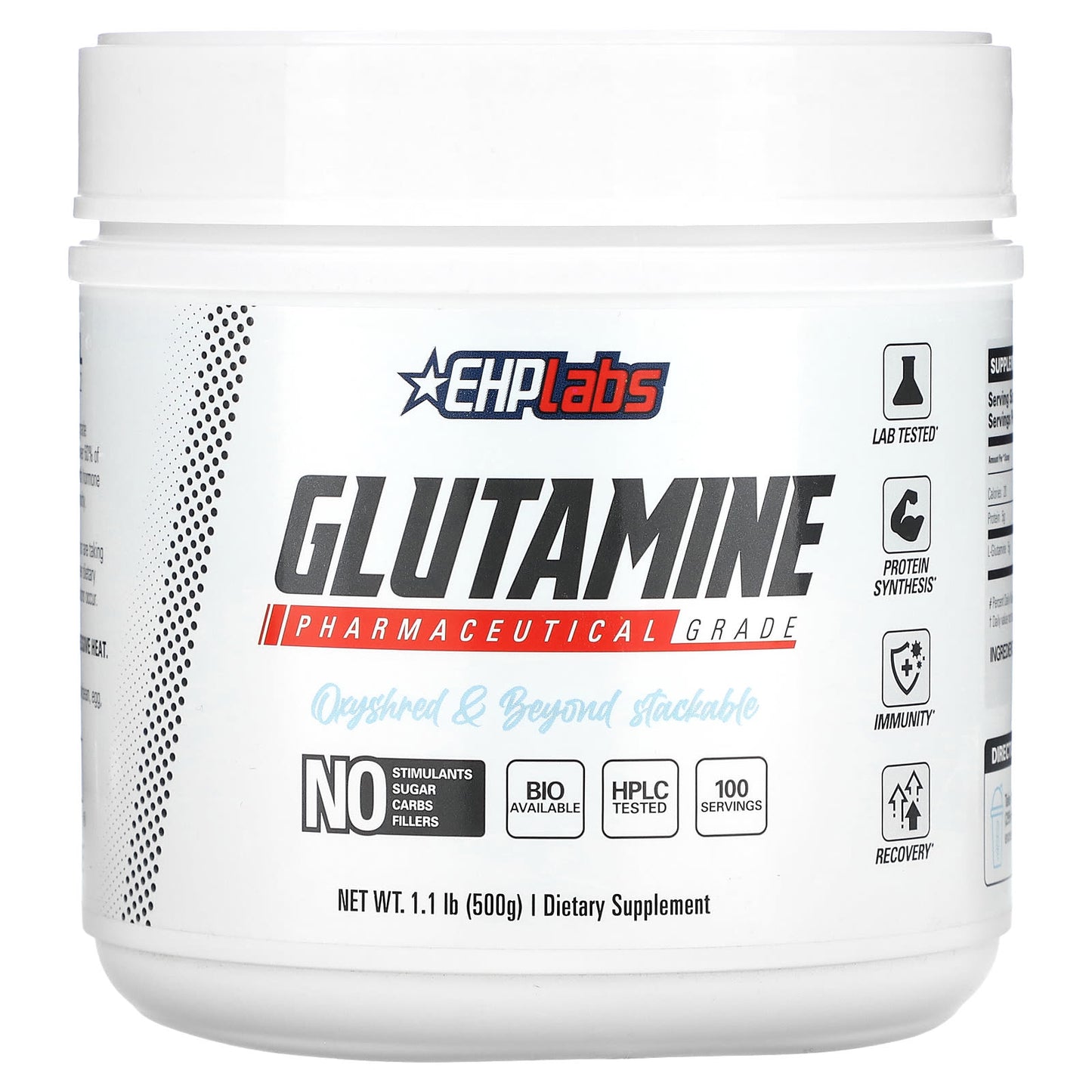 EHPlabs Glutamine Supplement for Muscle Recovery & Growth - Image 1