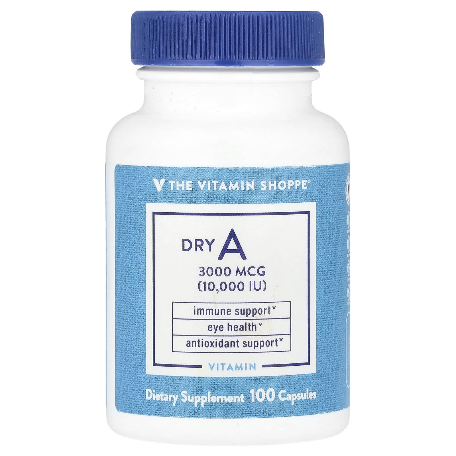 The Vitamin Shoppe, Dry A, 3,000 mcg (10,000 IU), 100 Capsules - Image 1