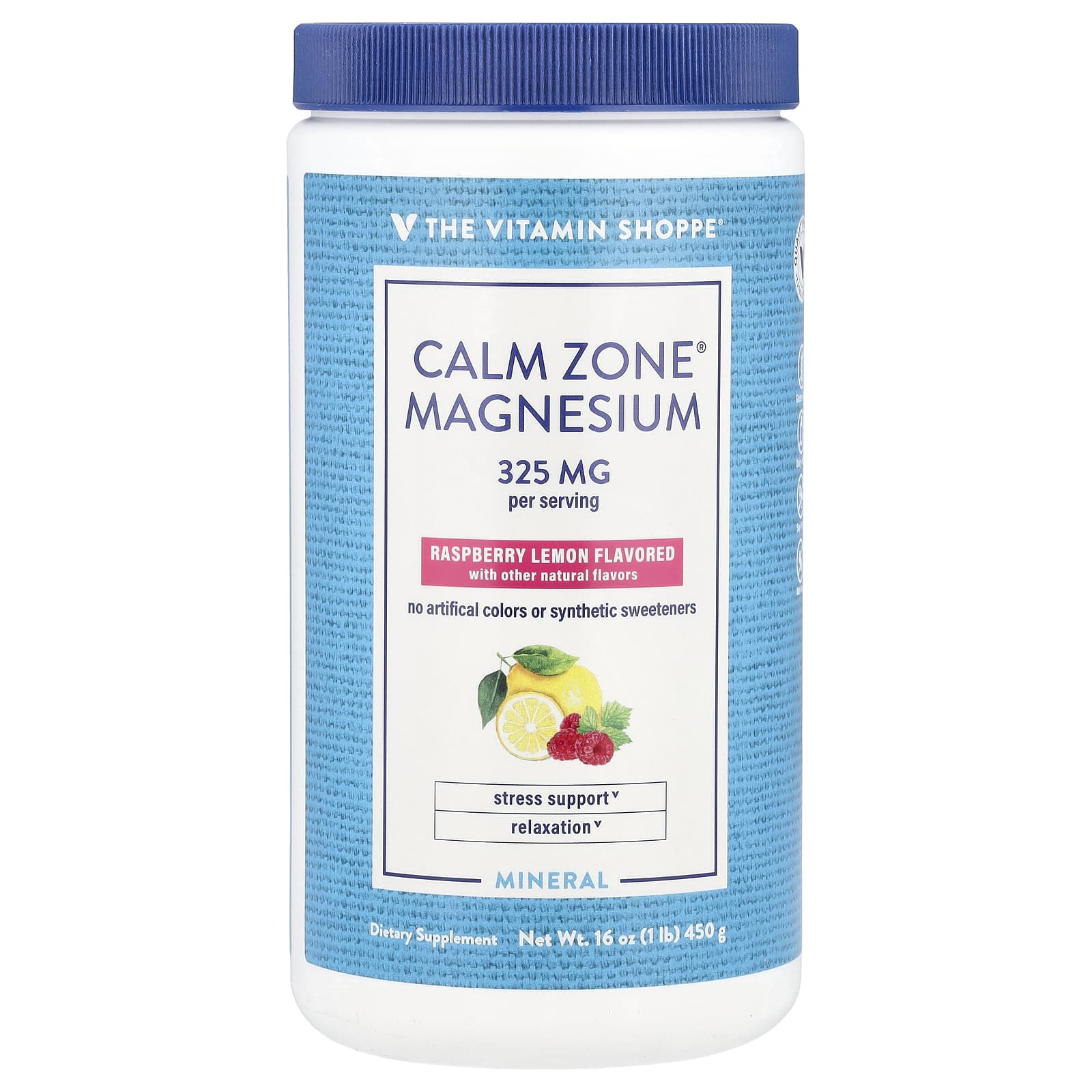The Vitamin Shoppe, Calm Zone®, Magnesium, Raspberry Lemon, 16 oz (450 g) - Image 1