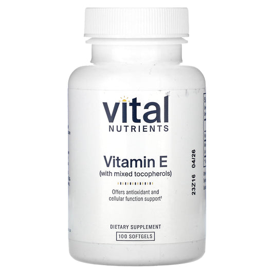 Vital Nutrients, Vitamin E With Mixed Tocopherols, 100 Softgels - Image 1