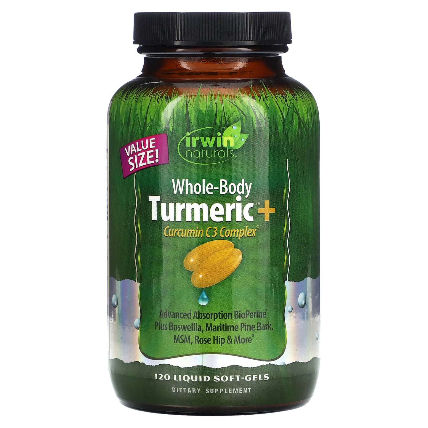 Turmeric Curcumin C3 Complex, 120 Liquid Soft-Gels for Whole Body Wellness - Image 1