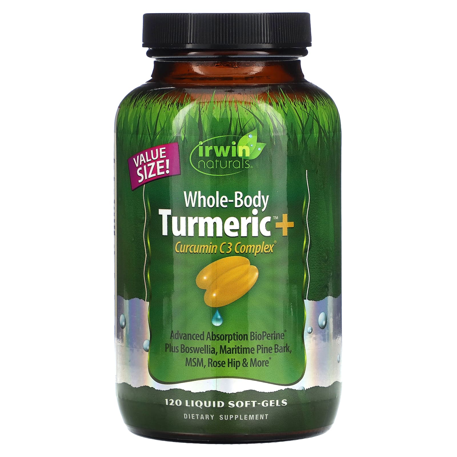 Turmeric Curcumin C3 Complex, 120 Liquid Soft-Gels for Whole Body Wellness - Image 1