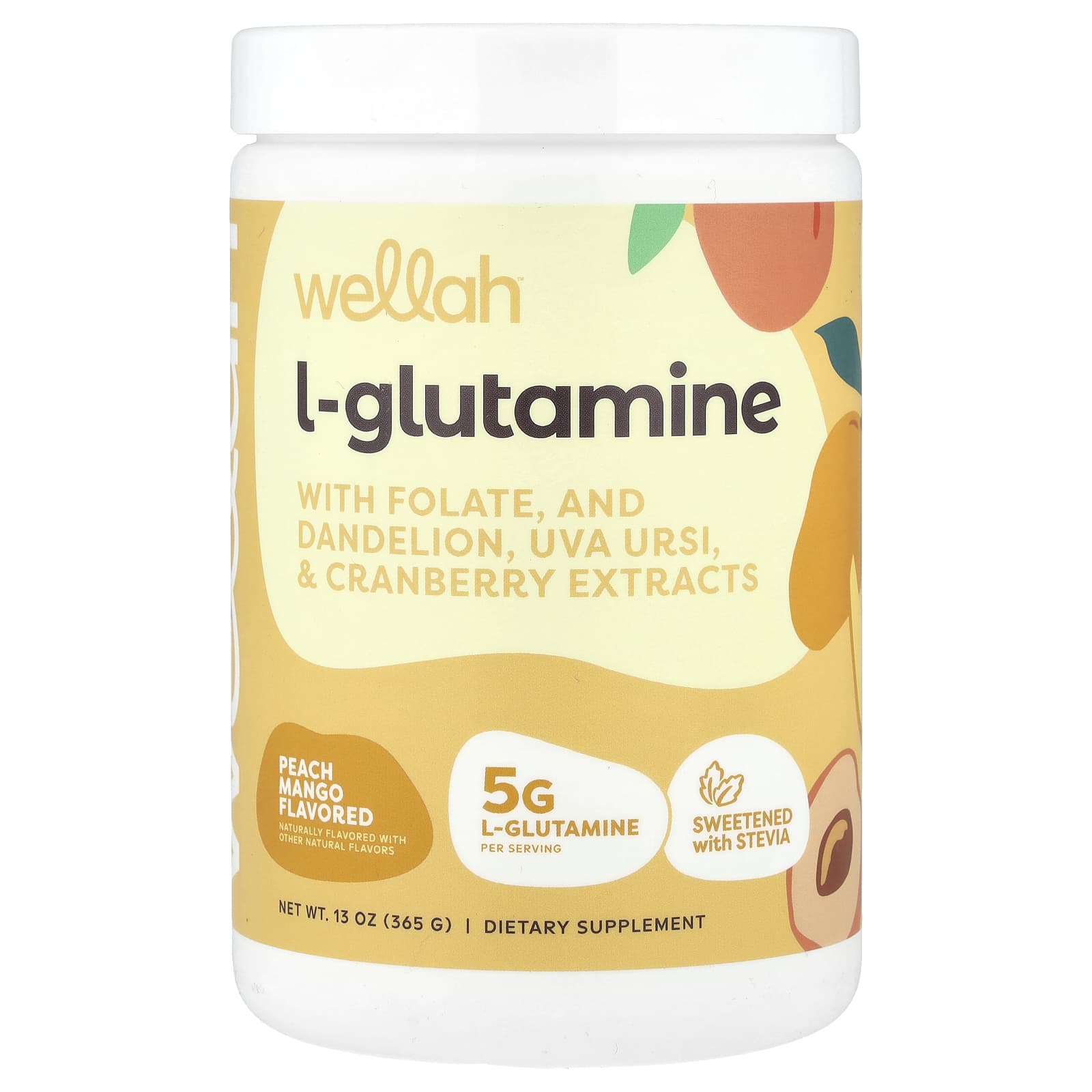 Wellah, L-Glutamine, Peach Mango, 13 oz (365 g) - Image 1