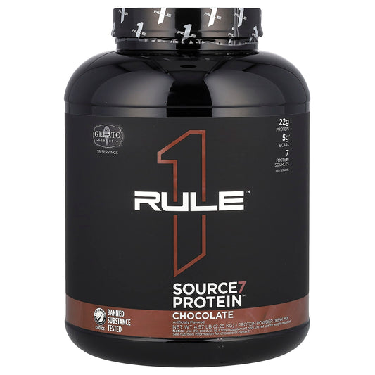 Rule One Proteins, Source7 Protein Powder Drink Mix, Chocolate, 4.97 lb (2.25 kg) - Image 1